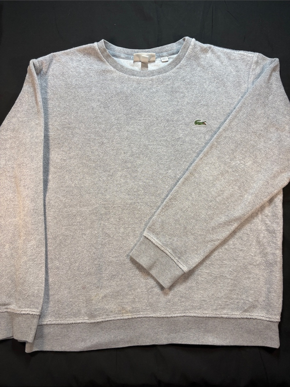 Lacoste Light Gray Crewneck Sweatshirt with Green Croc